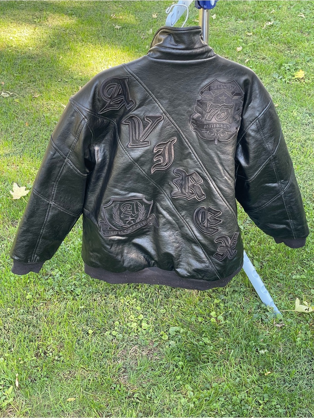 Avirex Faux Leather Bomber Varsity Jacket Sz 4XL Black Y2K Vintage